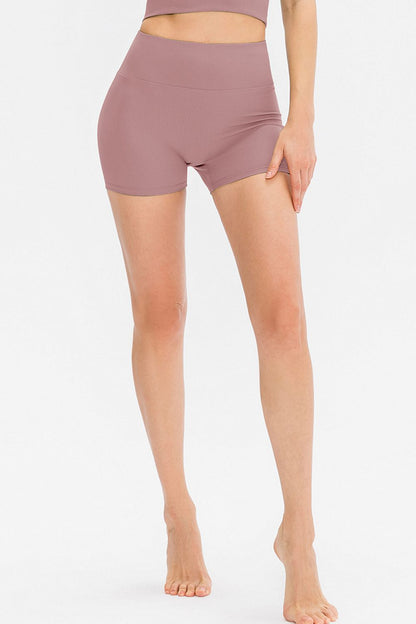 Slim Fit Wide Waistband Sports Shorts Dusty Pink Fitggins