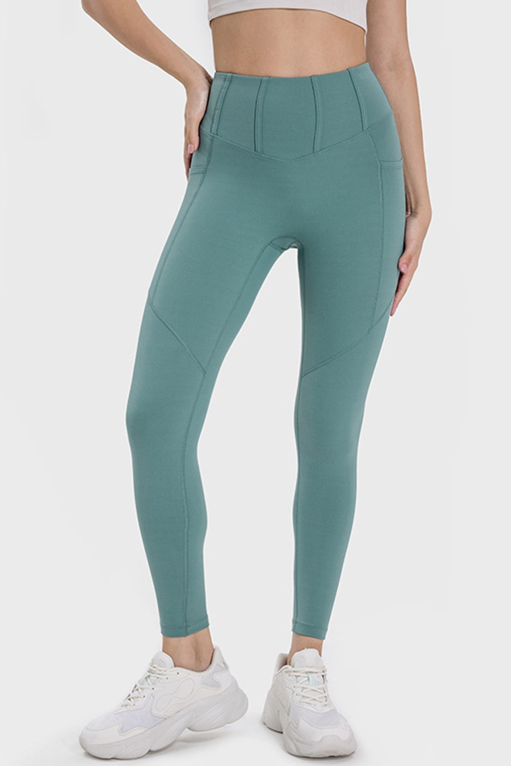 Pocketed High Waist Active Leggings - Leggings - FITGGINS