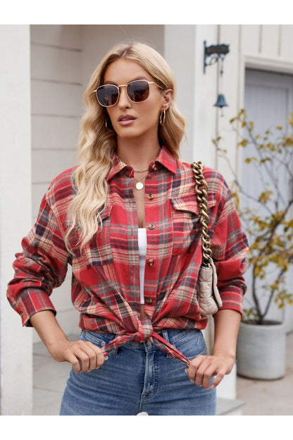 Mandy Plaid Button Up Long Sleeve Shirt Fitggins