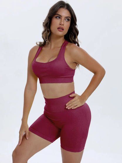 Scoop Neck Wide Strap Top and Shorts Active Set Fitggins