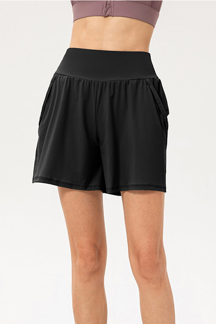 Pocketed Elastic Waist Active Shorts - Short Leggings - FITGGINS