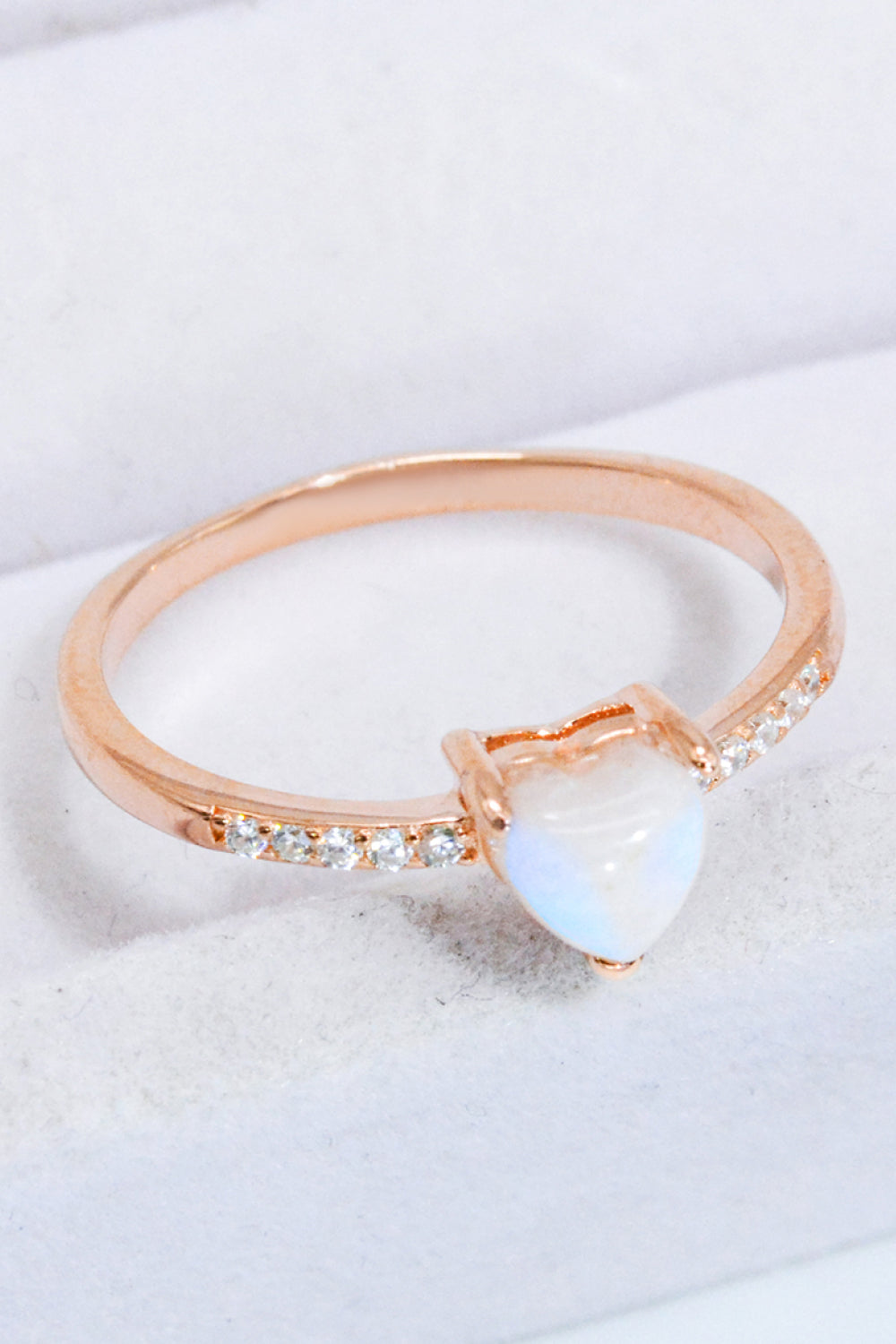 Natural Moonstone Heart 18K Rose Gold-Plated Ring - Rings - FITGGINS