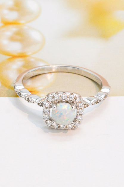 925 Sterling Silver Inlaid Opal Ring - Rings - FITGGINS