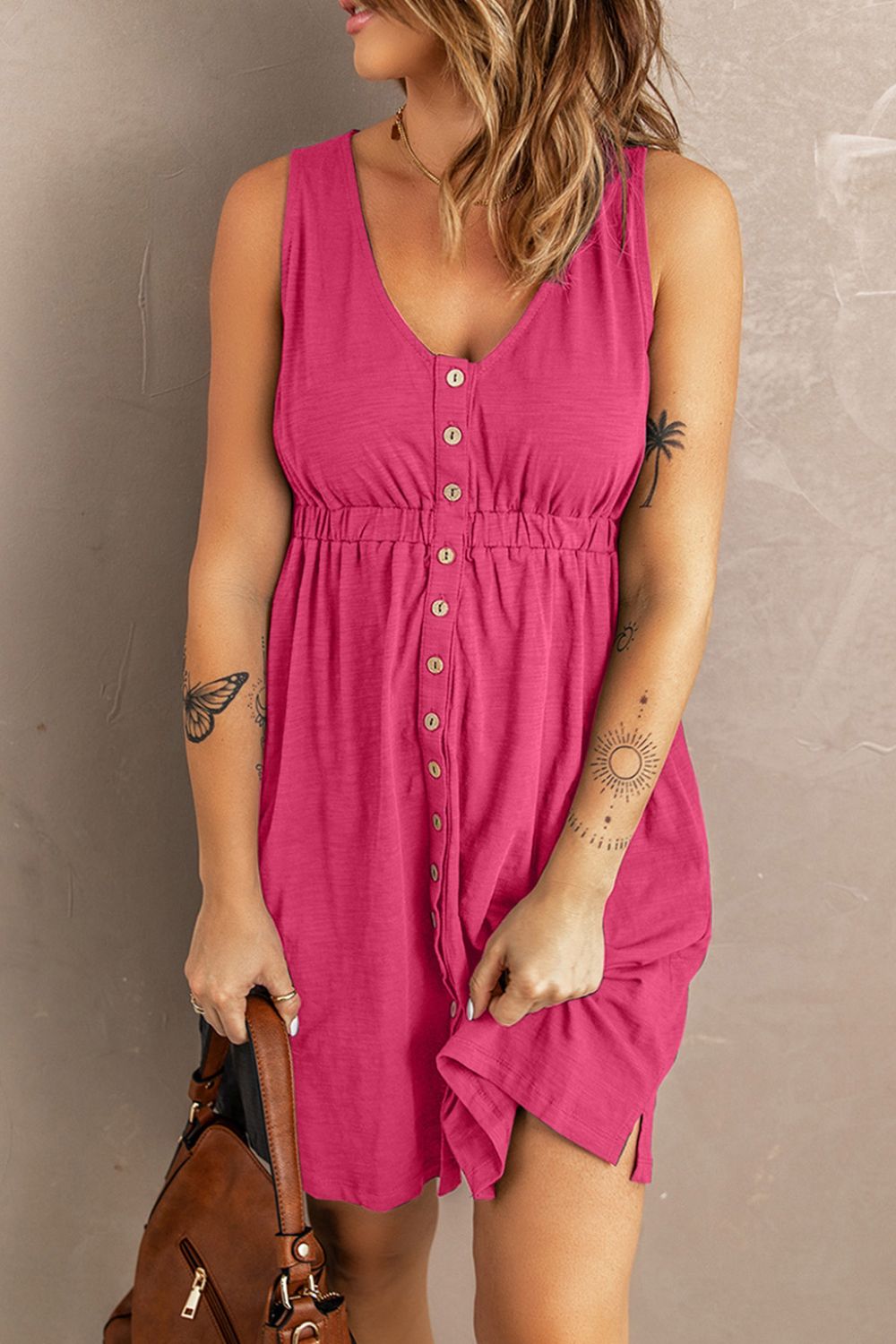 Sleeveless Button Down Mini Magic Dress Fitggins