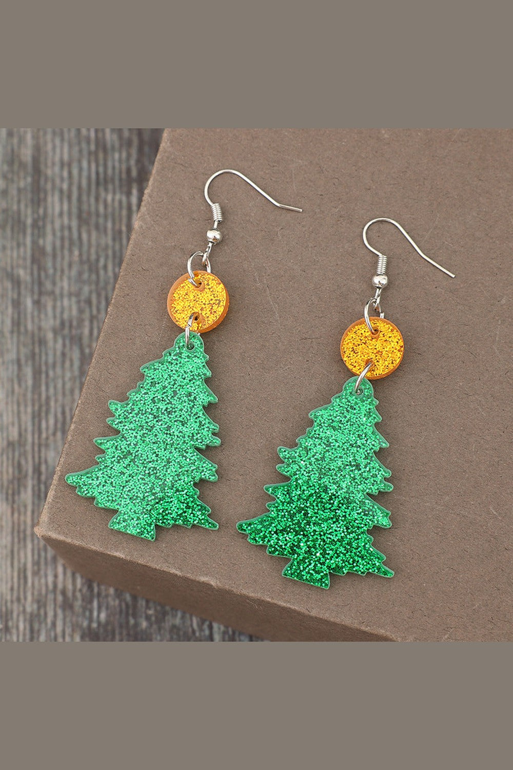 Glitter Acrylic Tree Shape Earrings - Earrings - FITGGINS