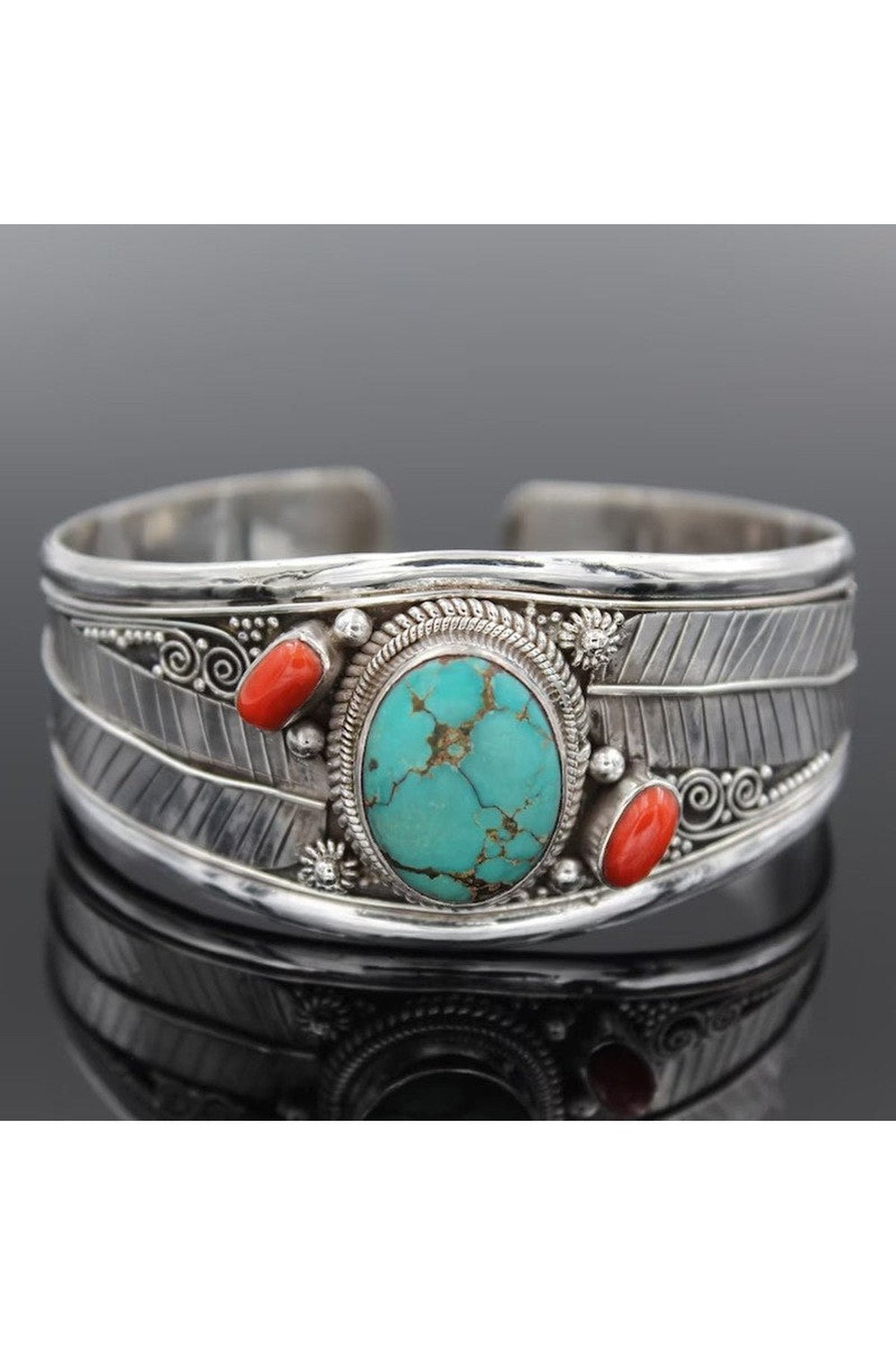 Artificial Turquoise Alloy Open Bracelet - Bracelets - FITGGINS