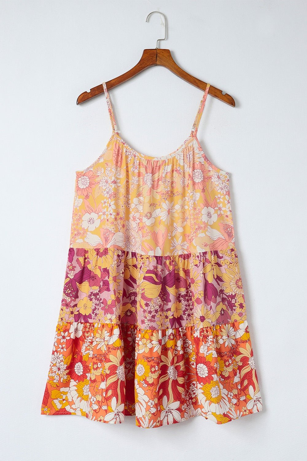 Floral Spaghetti Strap Tiered Dress - Casual & Maxi Dresses - FITGGINS