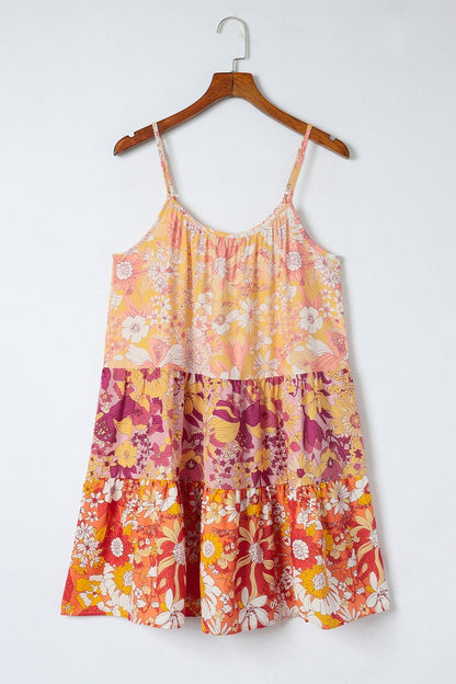 Floral Spaghetti Strap Tiered Dress - Casual & Maxi Dresses - FITGGINS