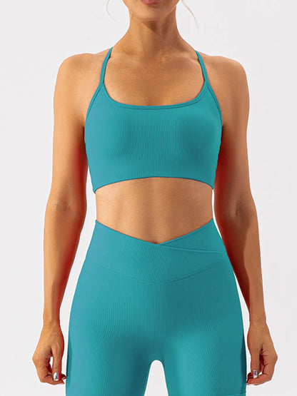 Spaghetti Strap Active Bra Teal Fitggins