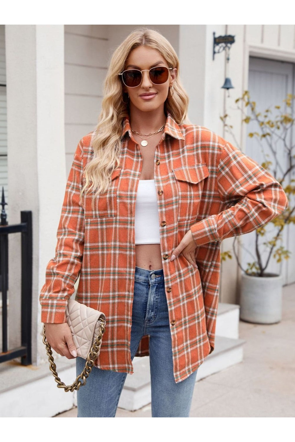 Mandy Plaid Button Up Long Sleeve Shirt Fitggins