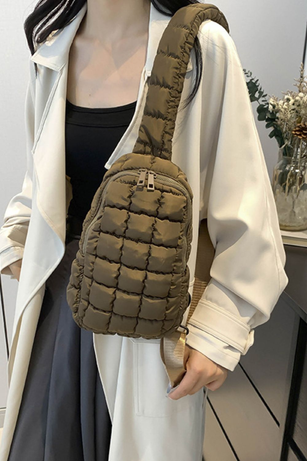 Quilted Nylon Crossbody Bag - Handbag - FITGGINS