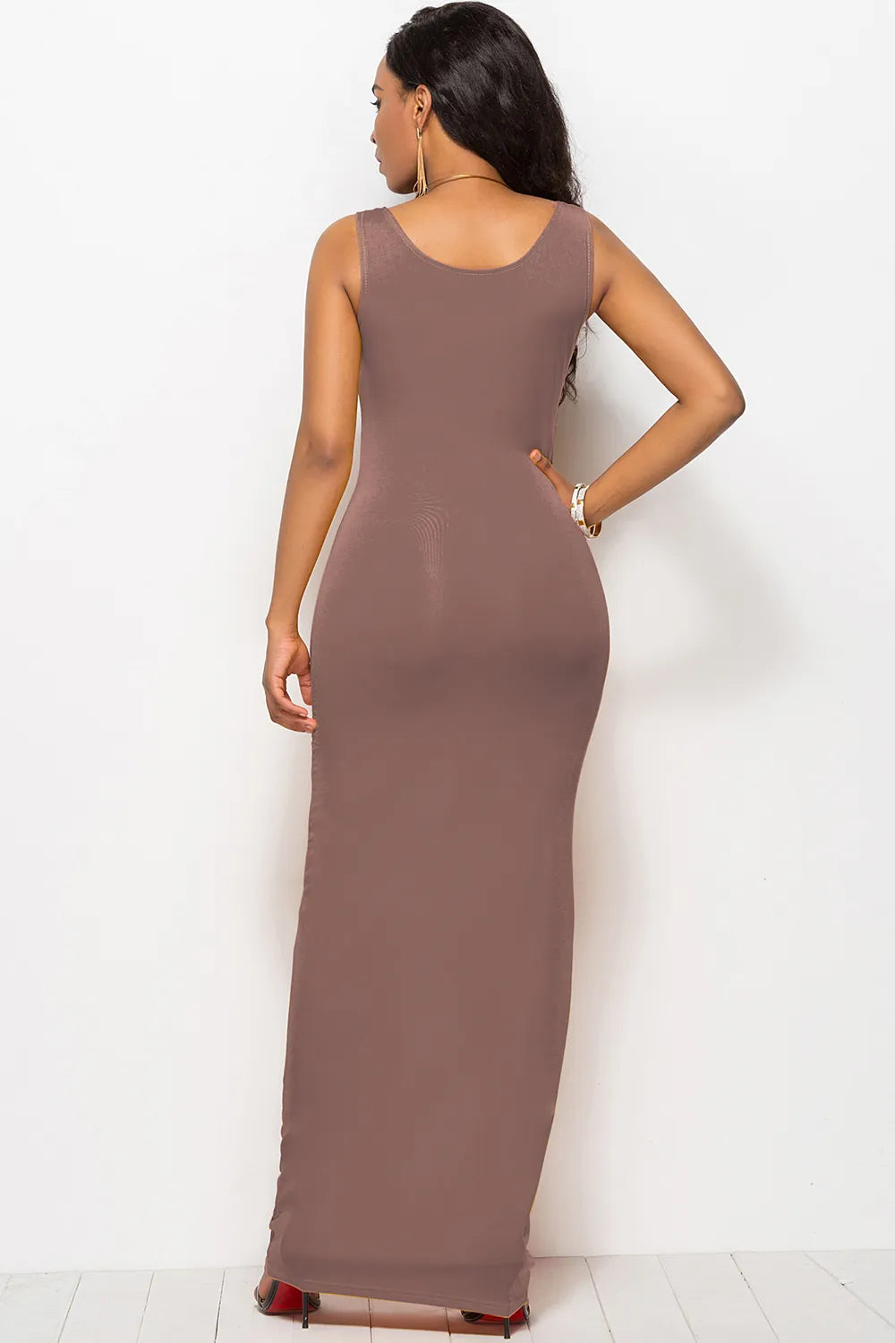 Scoop Neck Wide Strap Maxi Dress Fitggins