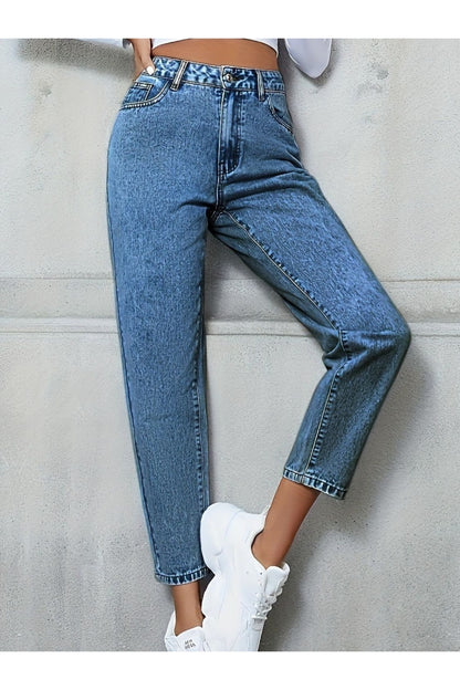 Pocketed Straight Leg Jeans - Jeans - FITGGINS