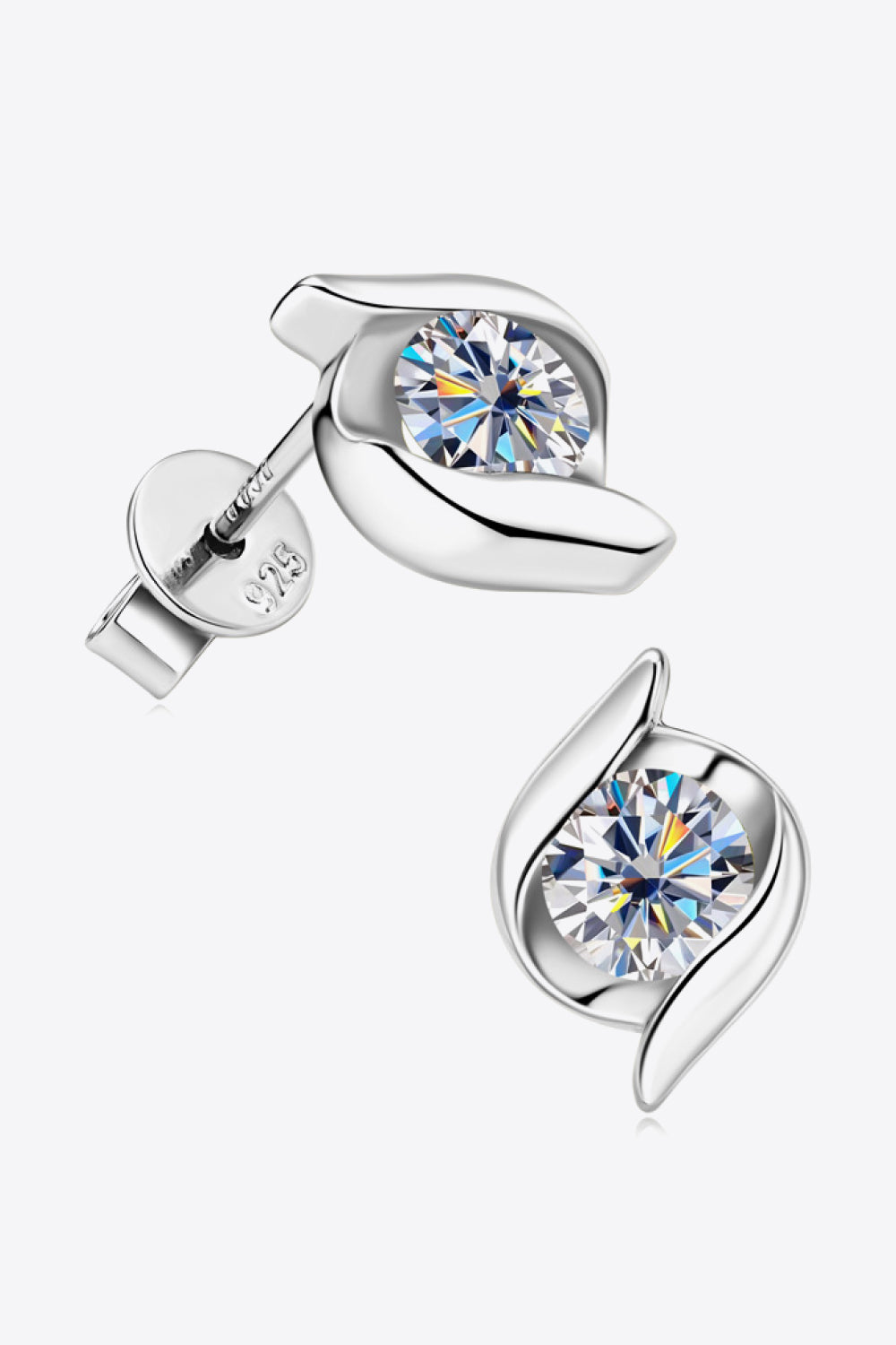 1 Carat Moissanite 925 Sterling Silver Stud Earrings - Earrings - FITGGINS