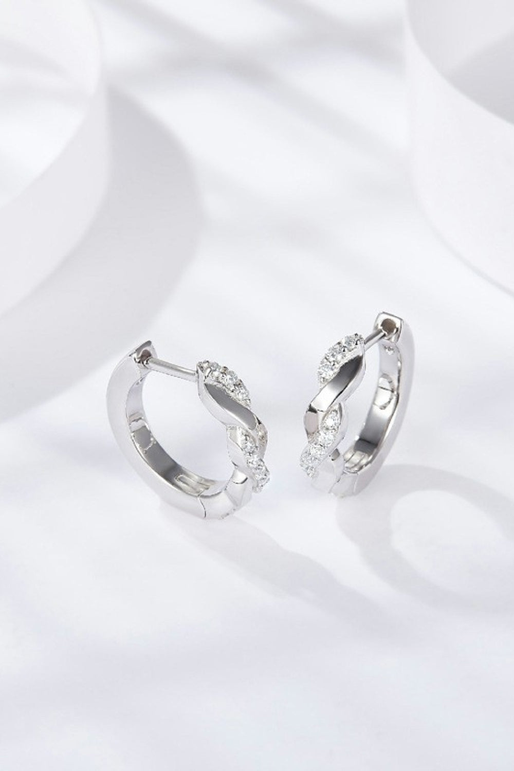 Moissanite Twisted Platinum-Plated Earrings - Earrings - FITGGINS