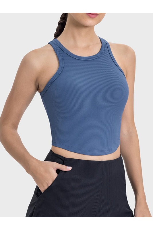 Millennia Round Neck Racerback Active Tank - Crop Tops & Tank Tops - FITGGINS