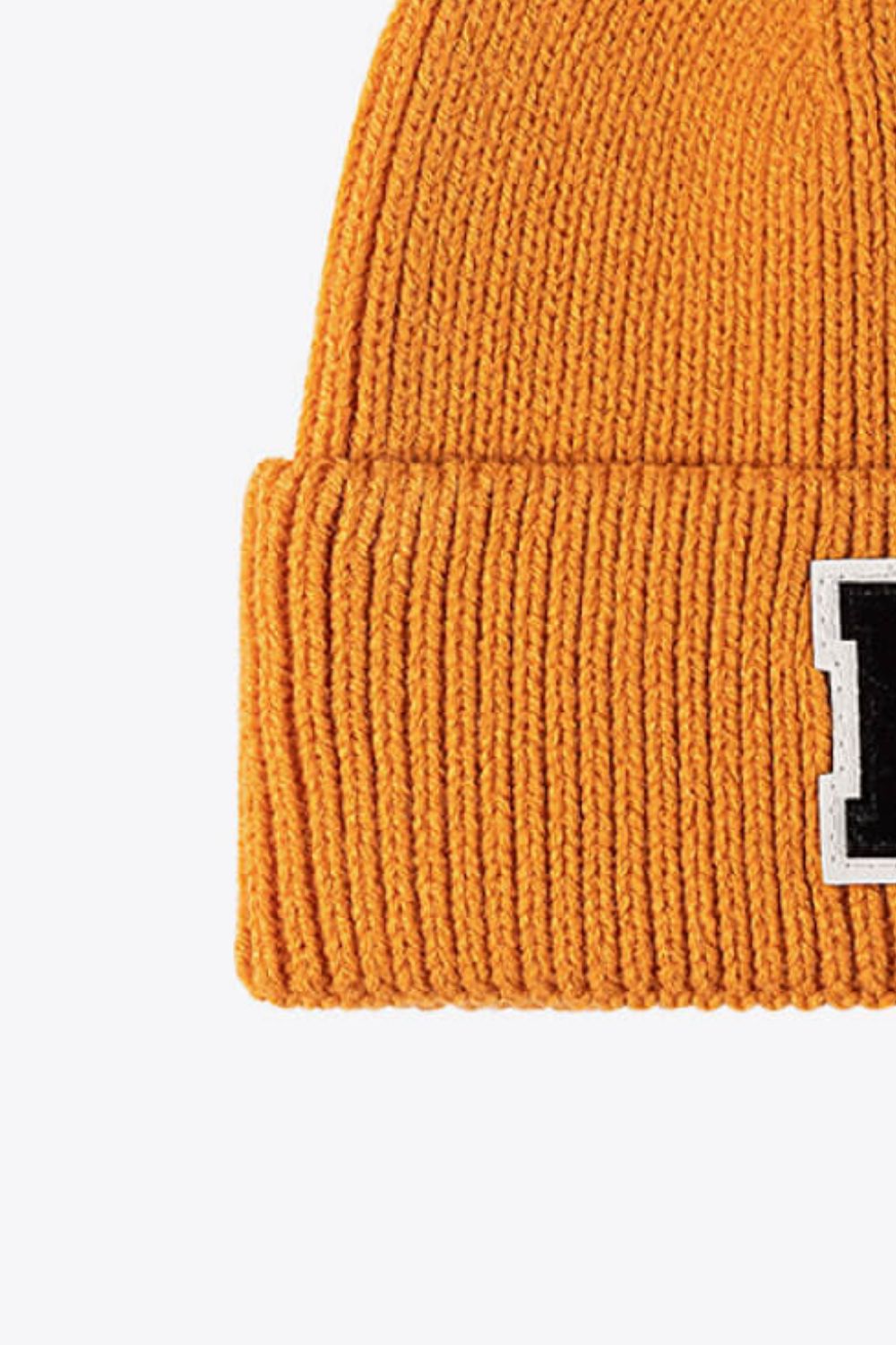 Letter Patch Cuffed Knit Beanie - Hats - FITGGINS