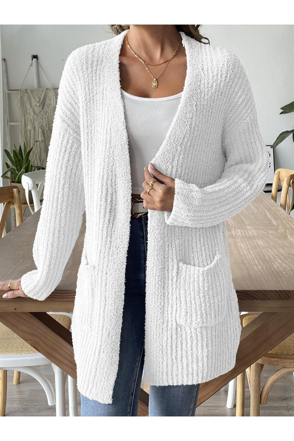 Open Front Long Sleeve Cardigan - Cardigans - FITGGINS