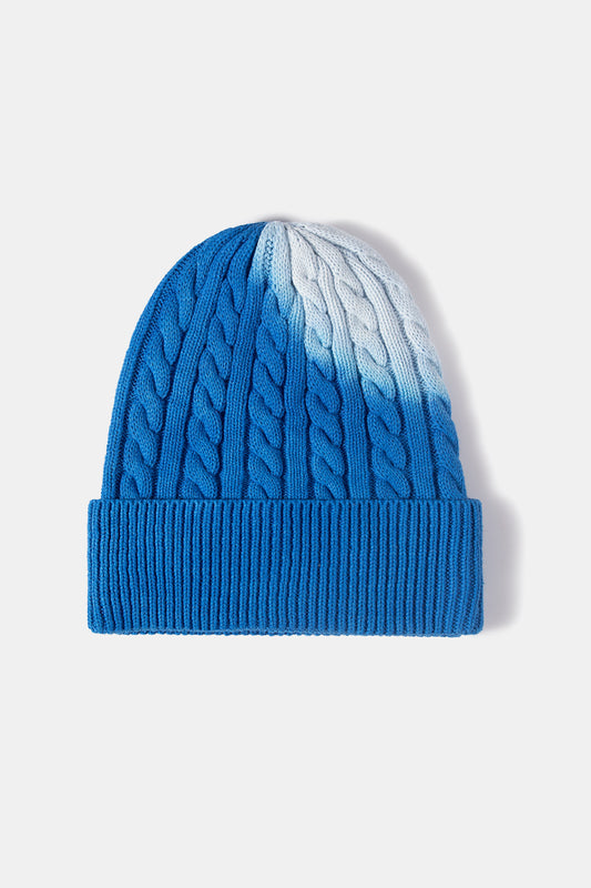 Contrast Tie-Dye Cable-Knit Cuffed Beanie - Hats - FITGGINS