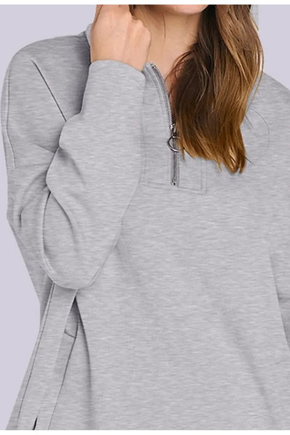 Quarter Zip Long Sleeve Hoodie - Sweatshirts & Hoodies - FITGGINS