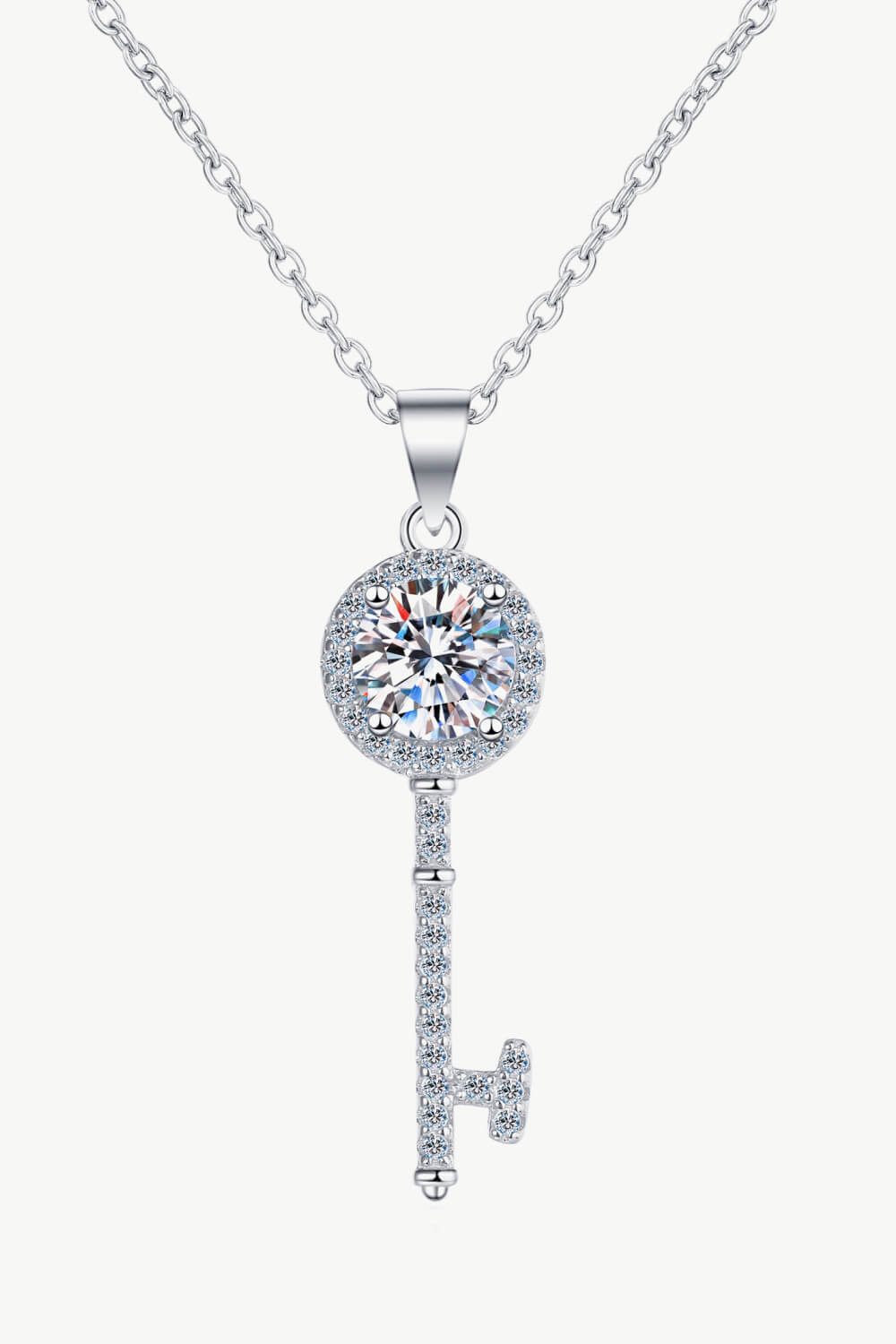 Adored Moissanite Key Pendant Necklace - Necklaces - FITGGINS