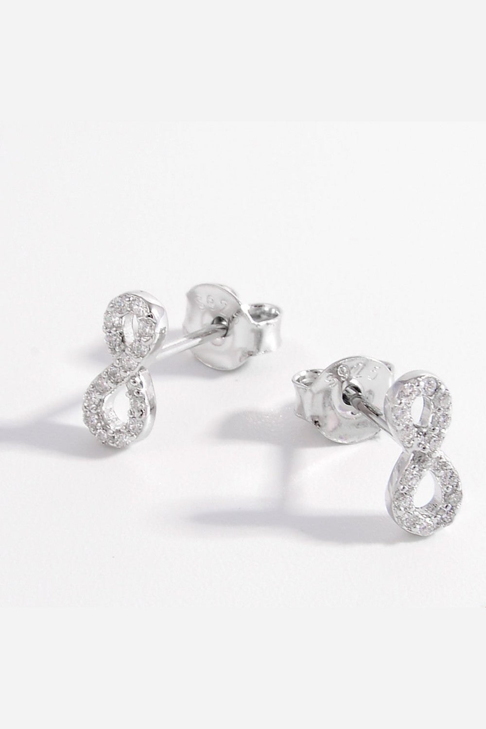 925 Sterling Silver Zircon Number 8 Stud Earrings - Earrings - FITGGINS