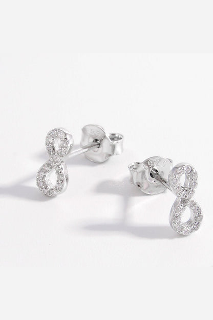 925 Sterling Silver Zircon Number 8 Stud Earrings - Earrings - FITGGINS