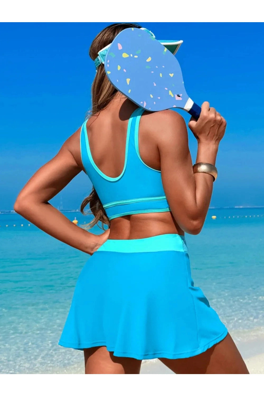 Playful Scoop Neck Top & Skort Swim Set Fitggins