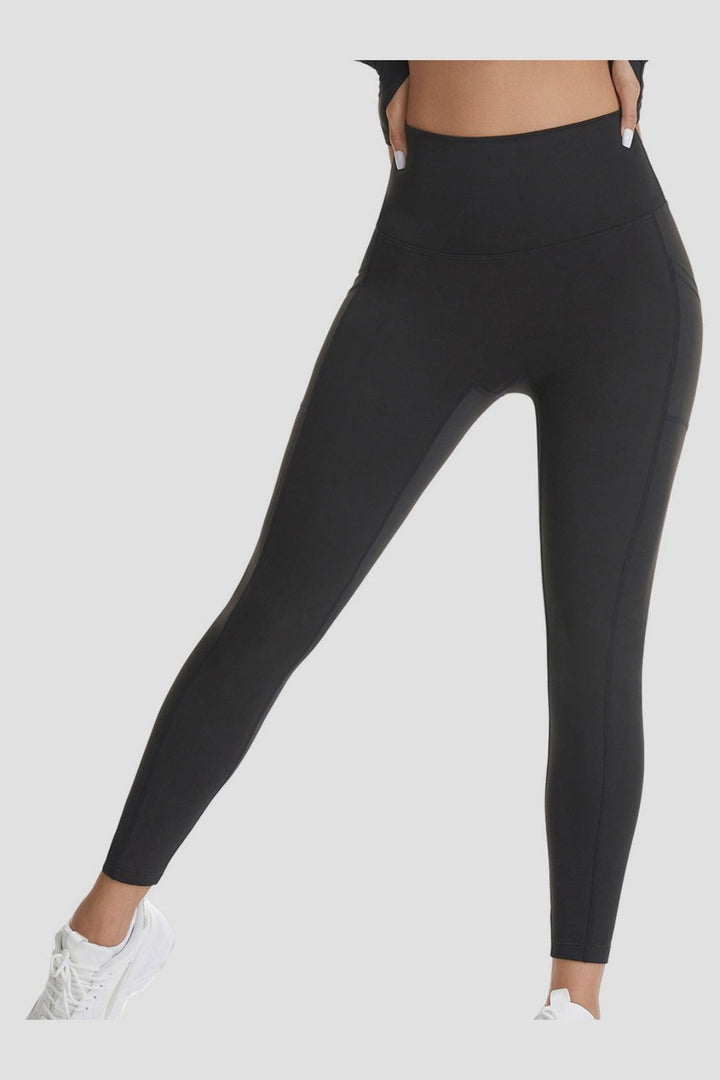 Pocketed High Waist Active Pants - Leggings - FITGGINS