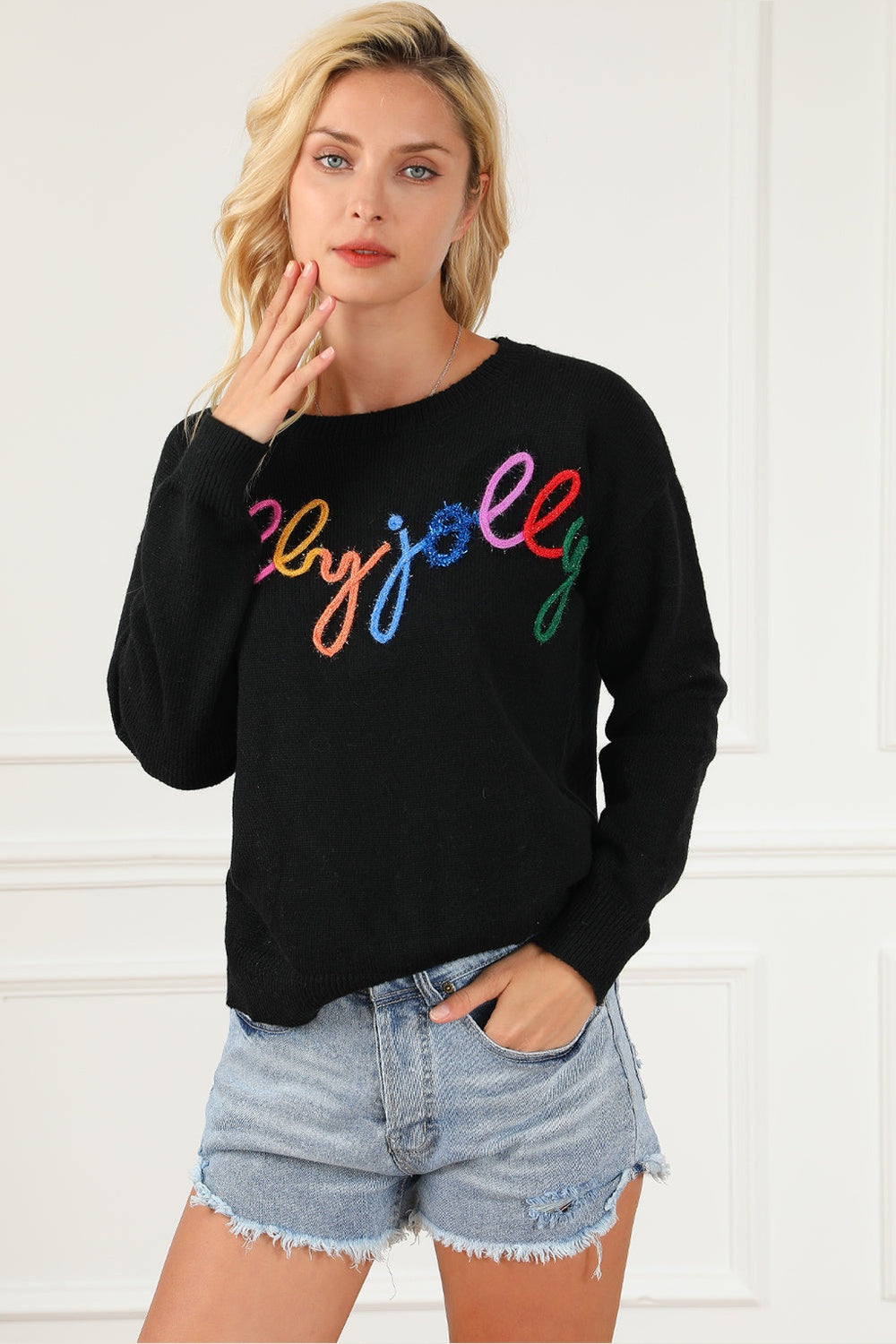 Round Neck Long Sleeve Sweater - Pullover Sweaters - FITGGINS