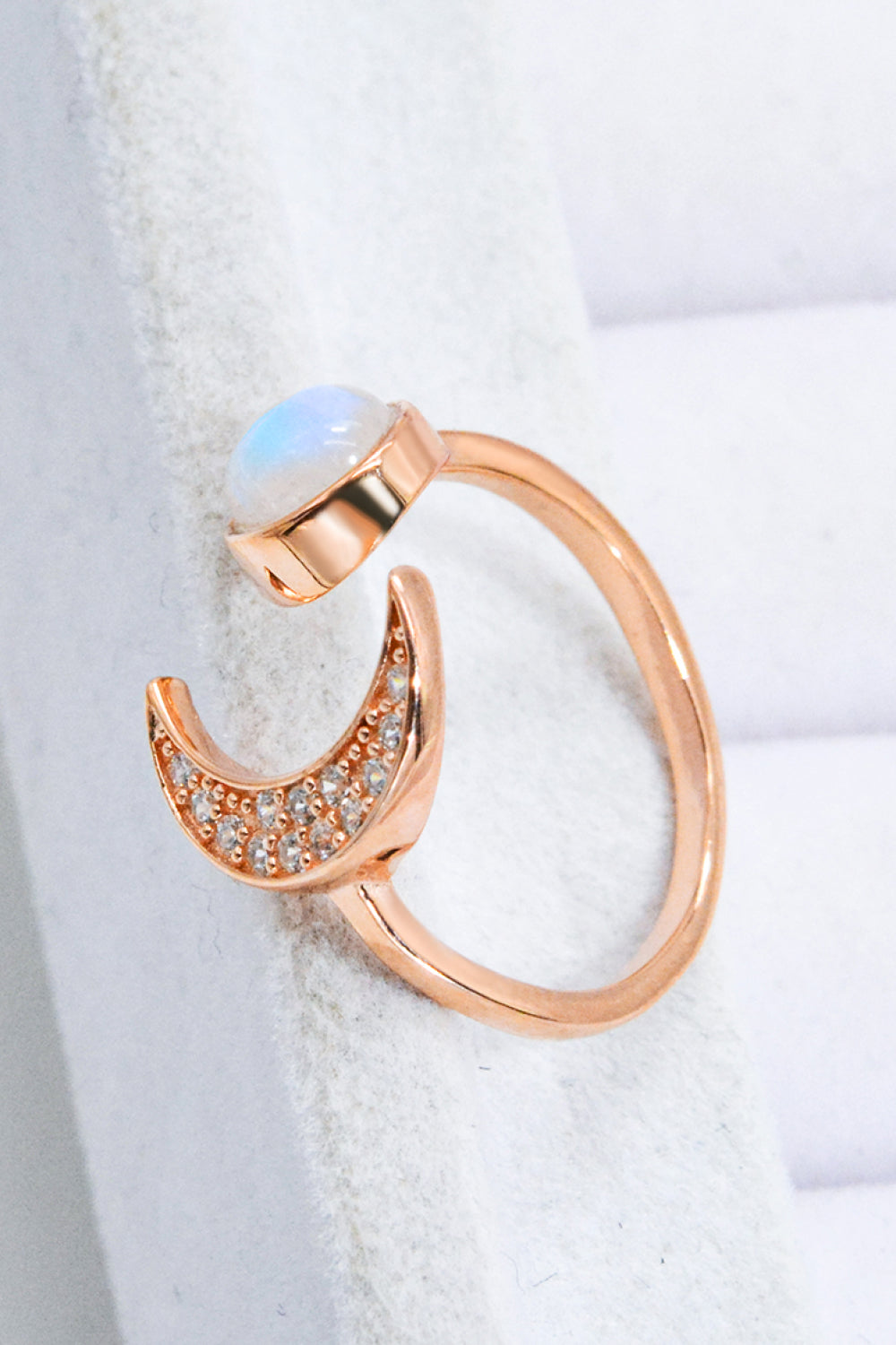 Natural Moonstone and Zircon Sun & Moon Open Ring - Rings - FITGGINS