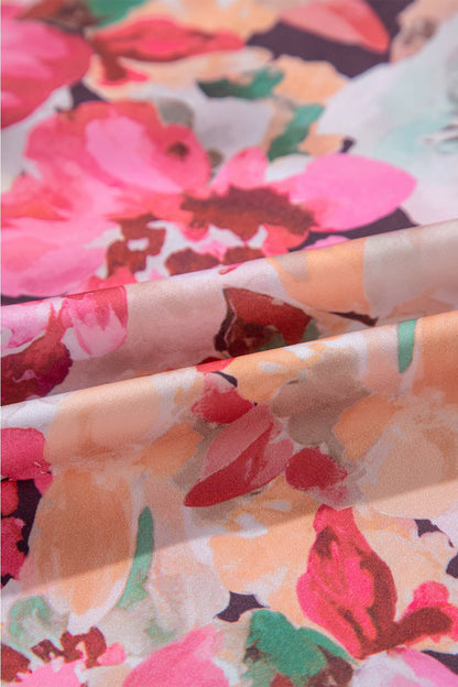 Frill Floral Long Sleeve Button Down Shirt Fitggins