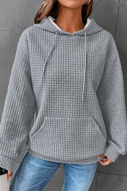 Dropped Shoulder Pocketed Hoodie Heather Gray Fitggins