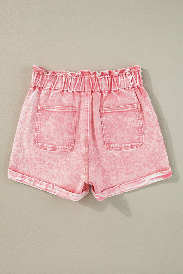 Paperbag Waist Denim Shorts - Denim Shorts - FITGGINS