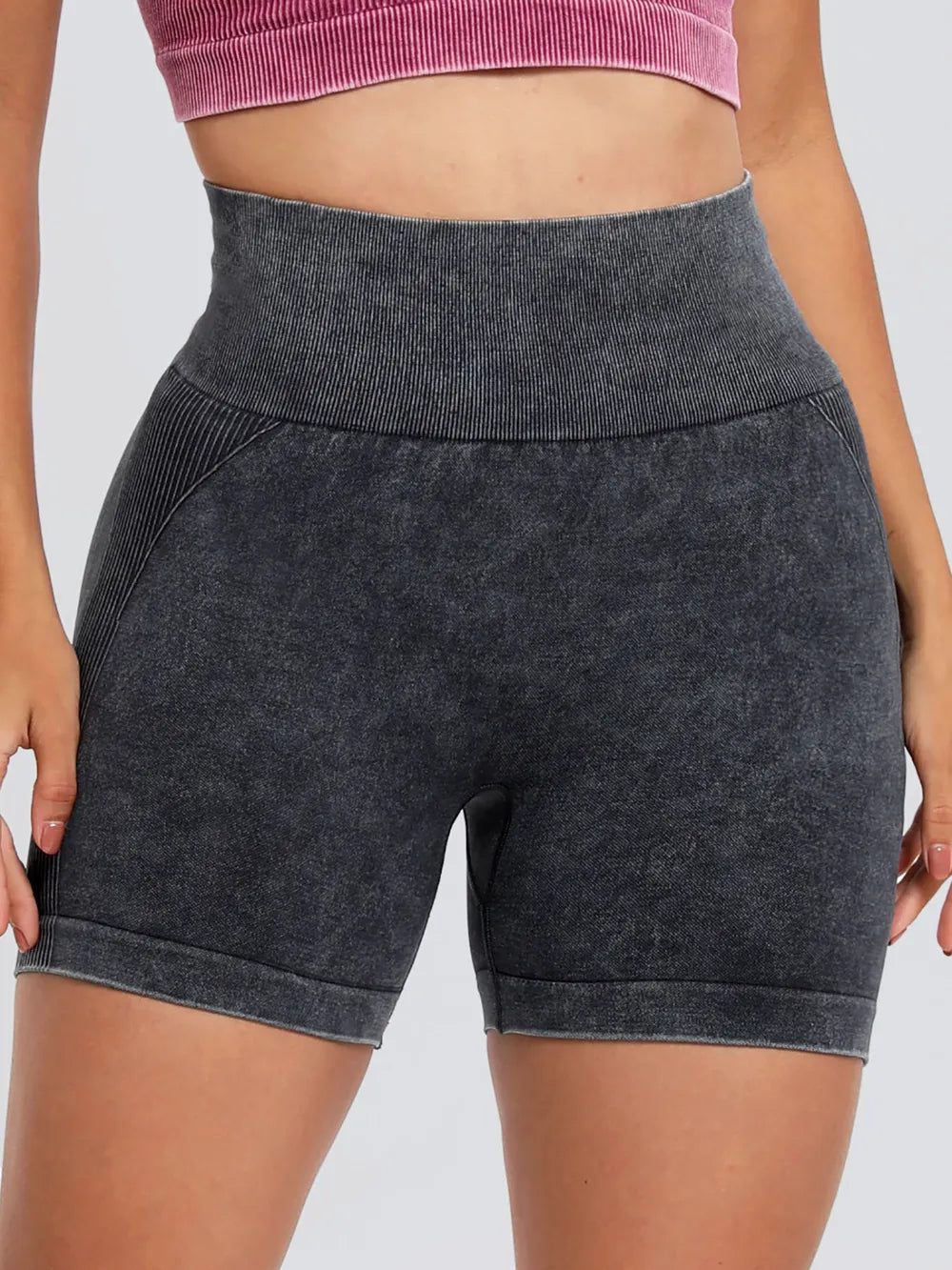 Washed High Waist Active Shorts Fitggins