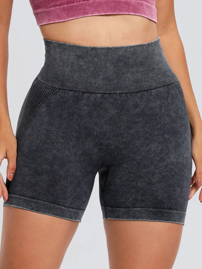 Washed High Waist Active Shorts Fitggins