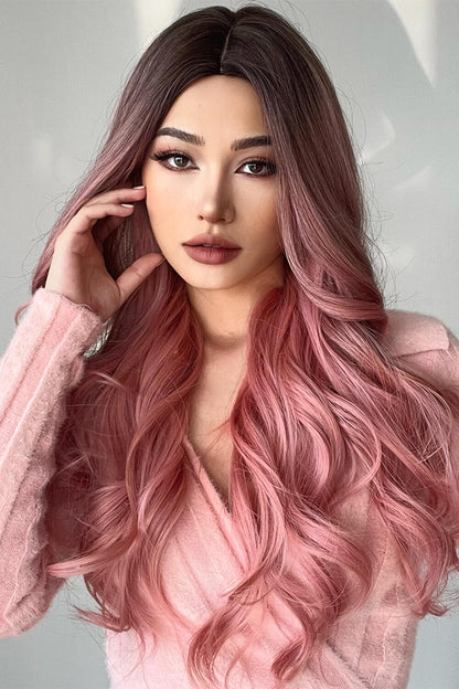 Fashion Wave Synthetic Long Wigs in Pink 26'' - Hair - FITGGINS