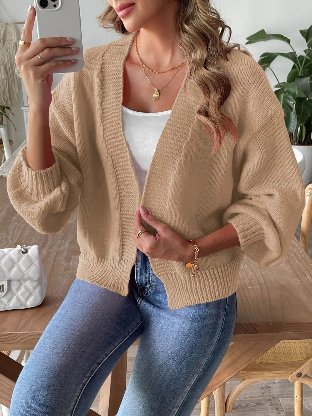 Open Front Long Sleeve Cardigan Fitggins