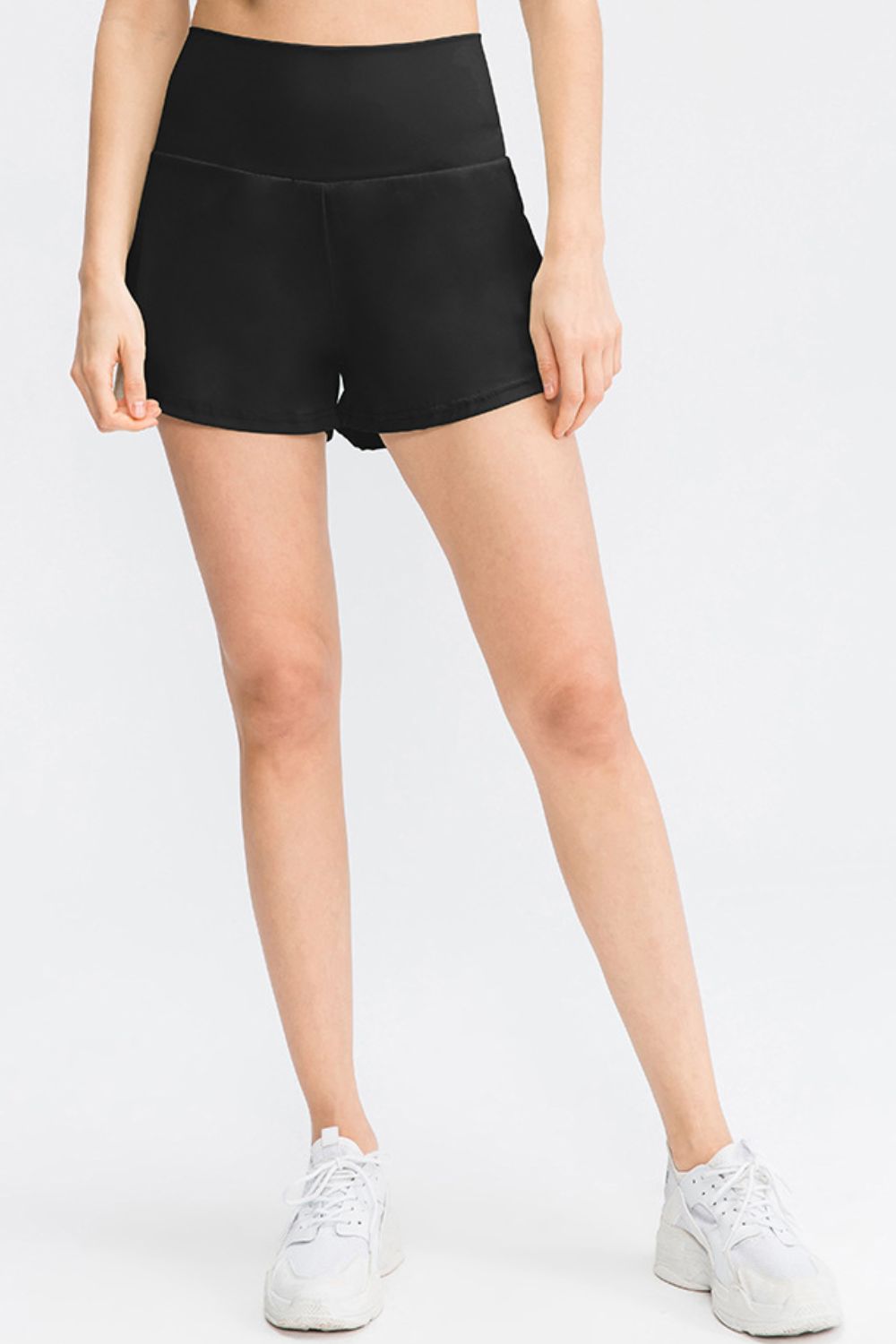 Wide Waistband Sports Shorts with Pockets - Short Leggings - FITGGINS