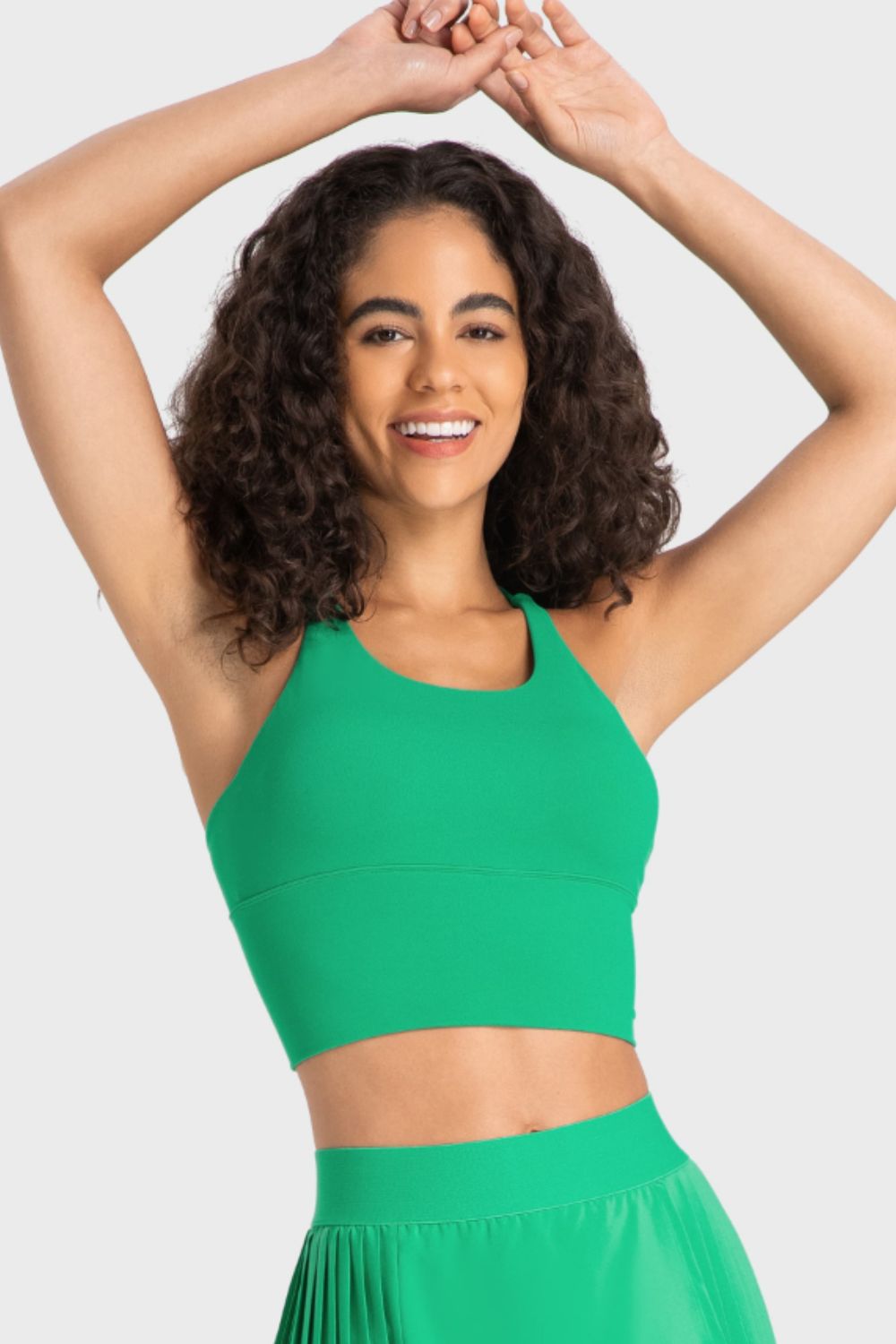 Millennia Crisscross Back Ladder Detail Sports Bra Mid Green Fitggins