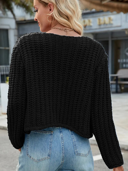 Round Neck Button Up Cardigan with Pockets Fitggins