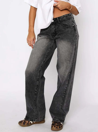 Wide Leg Jeans with Pockets Dark Gray Fitggins