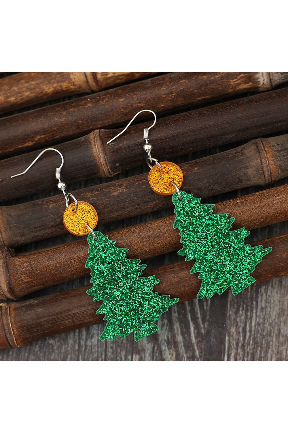 Glitter Acrylic Tree Shape Earrings - Earrings - FITGGINS