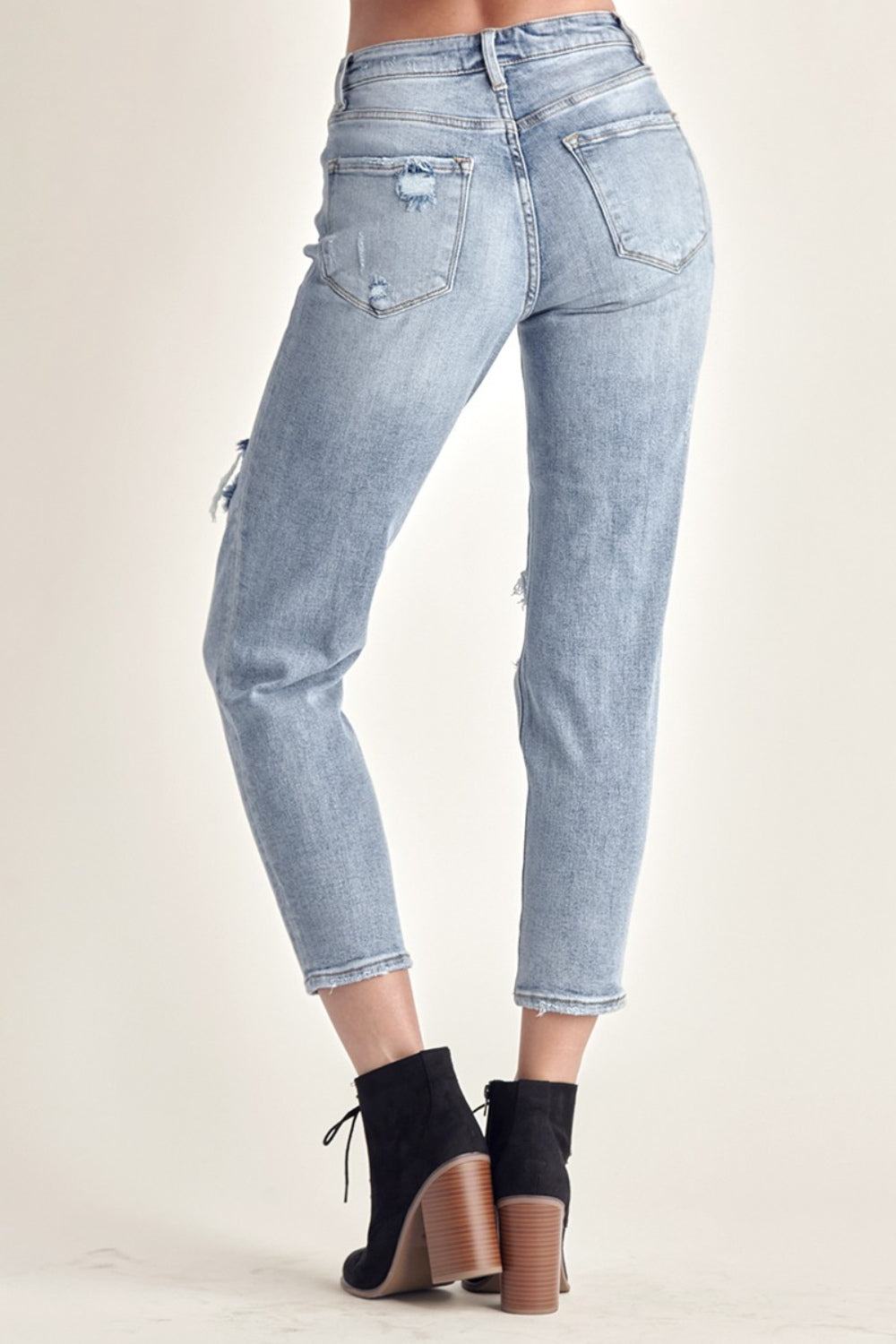 RISEN Distressed Slim Cropped Jeans - Jeans - FITGGINS