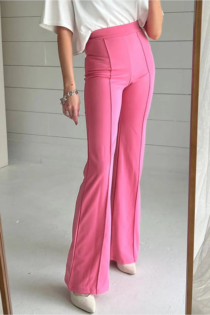 High Waist Straight Leg Pants Pink Fitggins