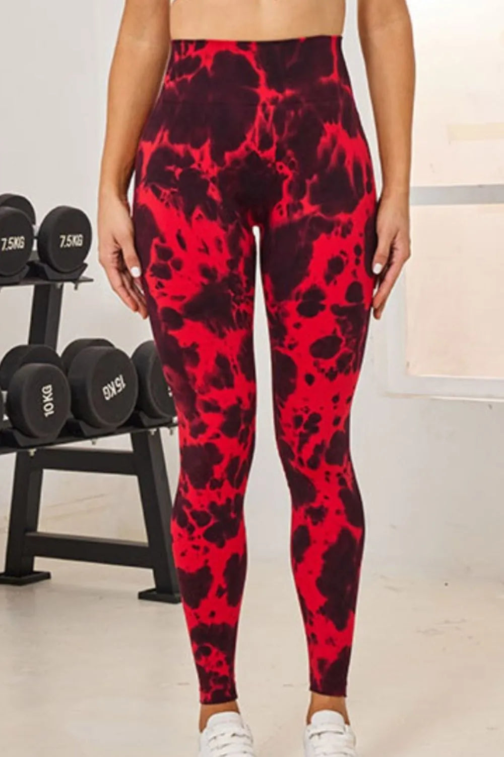 Tie-Dye High Waist Active Leggings Deep Red Fitggins