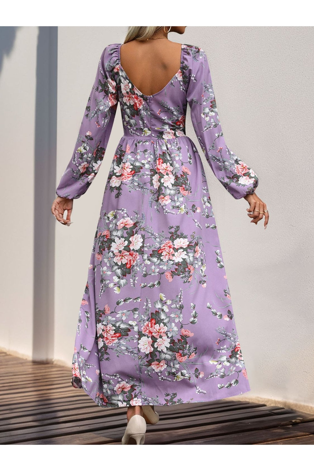 Perfee Slit Printed Surplice Long Sleeve Maxi Dress - Casual & Maxi Dresses - FITGGINS