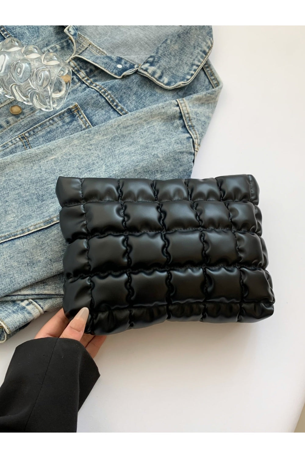 Quilted Plaid Clutch with Zipper - Handbag - FITGGINS