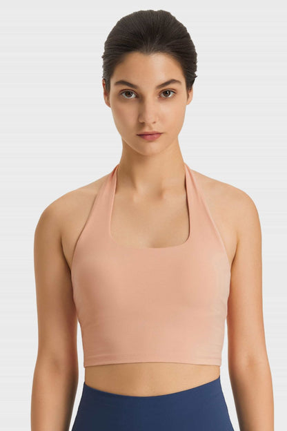 Millennia Breathable Halter Neck Sports Bra Nude Fitggins