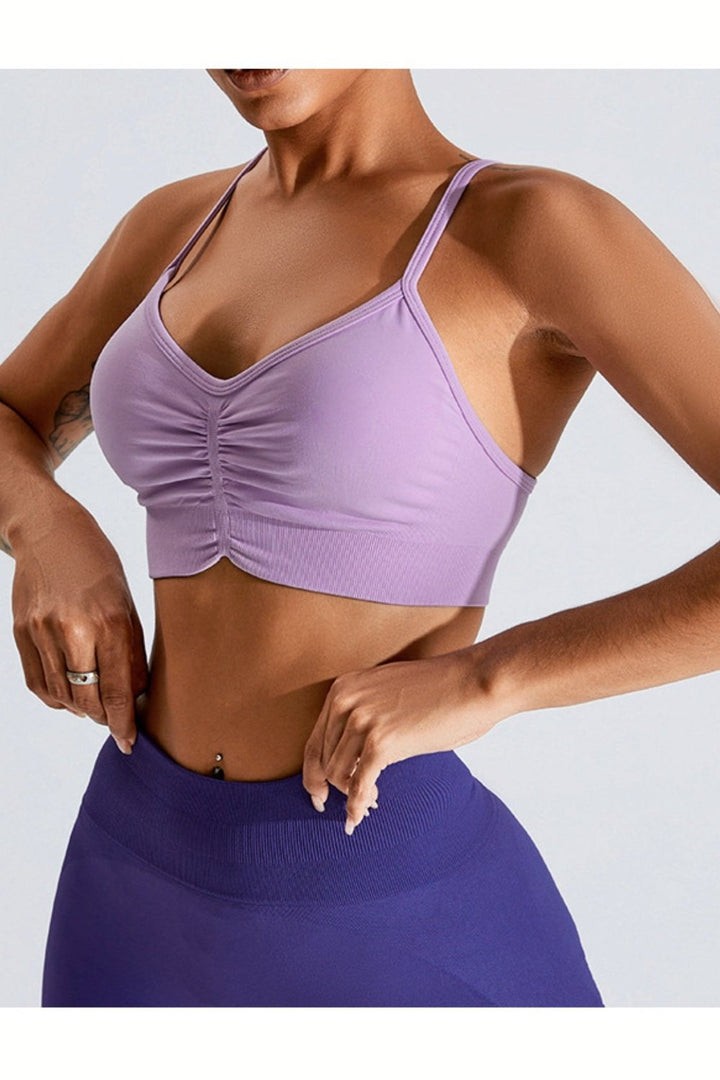 Ruched Crisscross Active Bra - Sports Bras - FITGGINS